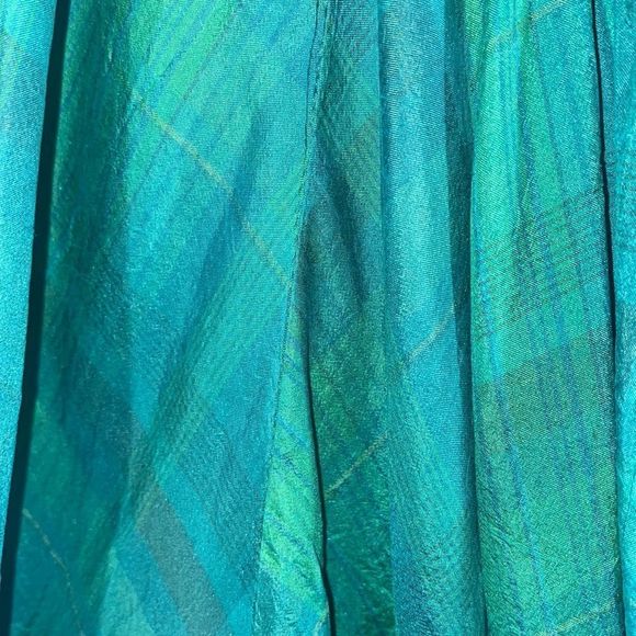FREE PEOPLE TATTERSALL GREEN SEA BLUE SILK MAXI DRESS NWT NEW MEDIUM - Picture 9 of 14